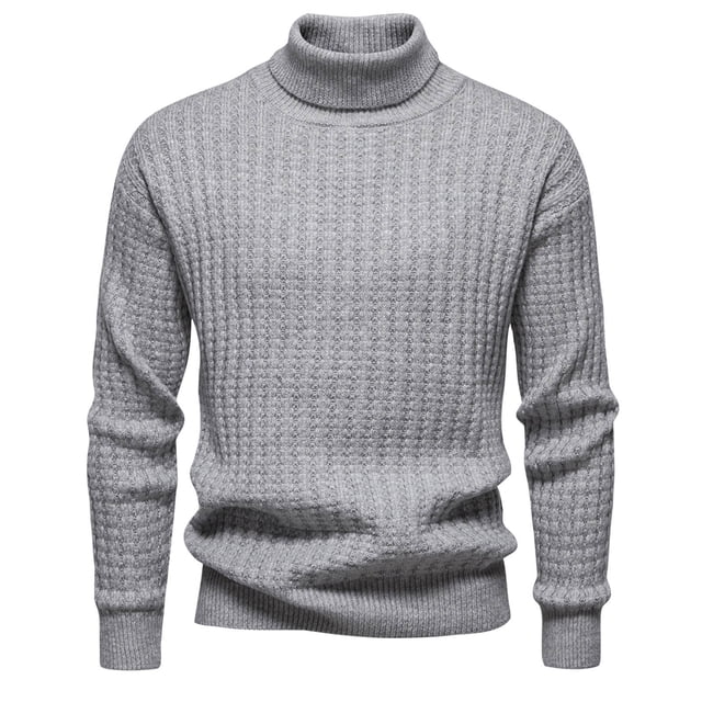 Styesk Mens Sweater Solid Color Pullover Sweater Cable Knit Turtleneck Sweater Comfy Soft Oversized Sweater Casual Loose Sweaters with Ribbing Edge