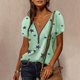 thumbnail image 2 of Blusa de manga corta con cuello en V y estampado informal para mujer Fridja hjk4740, 2 of 9