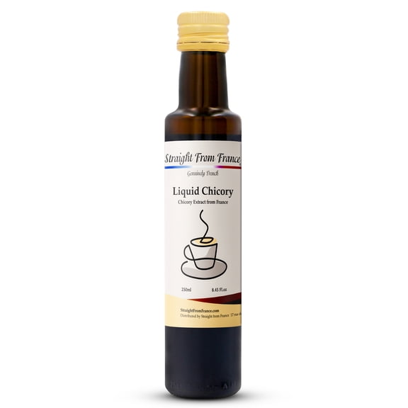 Straight from France Genuinely French Liquid Chicory Root Extract, Caffeine Free Coffee Substitute, Chicory Coffee Concentrate Syrup, 8.45 fl oz
