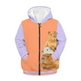 thumbnail image 3 of POLERO Toddler Boys Hoodies Cute Capybara Orange Purple Print Sweatshirt Boys Jacket Zipper Hoodie Top Kids Coat Winter Long Sleeve Hooded Shirts 8-10 Years, 3 of 7