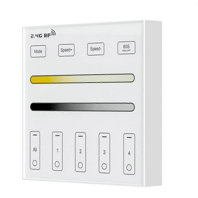2.4G RF 4 Zone 86 Panel /CCT Smart LED Controller Dual Color Temperature Touch Controller for LED Light Control