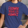 thumbnail image 3 of Smartprints I Know What I'm About Retro Quote Women's T-shirt Purple, Cotton, S, 3 of 4