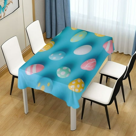

60x120 Inch Tablecloth Polyester Square Tablecloth for Home Kitchen Dinner Decor Colorful Easter Eggs