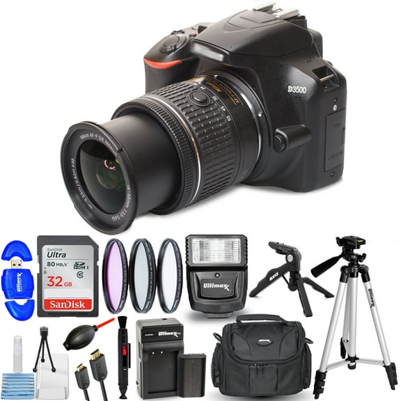 Nikon D3500 DSLR with 18-55mm VR Lens   EXT BATT   32GB Bundle - HOLIDAY DEAL
