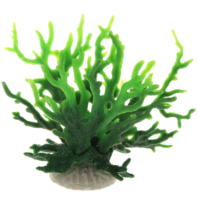 Decoración de arrecife de coral, mini decoración de coral sintético para decoración de acuario, verde, 6.5 x 5.83 pulgadas