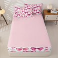 thumbnail image 4 of Manfei Watercolor Polka Bow Zipper Queen Comforter Set with Fitted Sheet and 2 Pillowcases,Heart Dot Zipper Bedding Set,Pink Reversible,4-Piece, 4 of 7