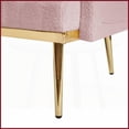 thumbnail image 3 of 2-Seater Pink Teddy Fabric Sofa – Modern Tufted Design with Gold Metal Legs | Pink | Teddy | Tufted Back, 3 of 8
