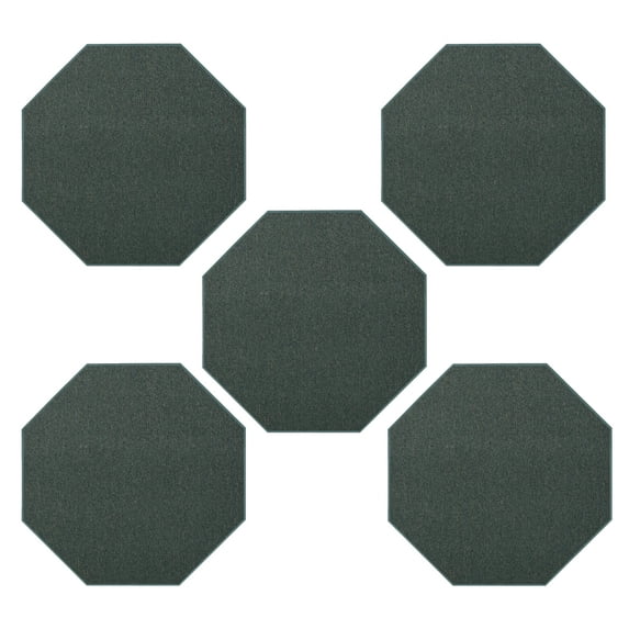 Furnish My Place Modern Indoor/Outdoor Commercial Solid Teal Rug, Modern Area Rug, Baby Nursery Mat, Pet-Friendly Carpet for Living Room, Playroom, Made in USA, 2' Octagon - Set of 5