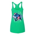thumbnail image 2 of Wild Bobby Great White Shark USA Since 1776 Women Tri-Blend Racerback Tank Top, 2 of 6