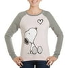 Juniors' Raglan Sweatshirt Snoopy Heart