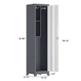 thumbnail image 7 of White Gray 65 in. H Metal Broom Closet Storage Cabinets, Narrow Cabinet with Hooks and Shelves Tall Laundry Room Cabinet, 7 of 7