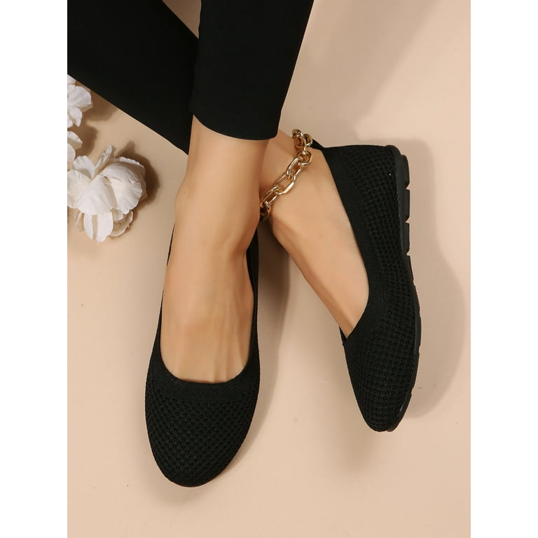 Simanlan Womens Casual Shoes Slip On Mesh Ballet Flats Black 6.5 Women s