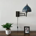 thumbnail image 6 of Tiffany Style Sconce Lamp Plug In Swing Arm Blue Stained Glass Dragonfly LED Bulb Included 13”W*8”D*15”H, 6 of 8