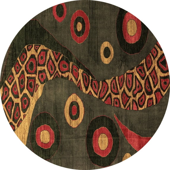 Ahgly Company Indoor Round Oriental Brown Modern Area Rugs, 3' Round