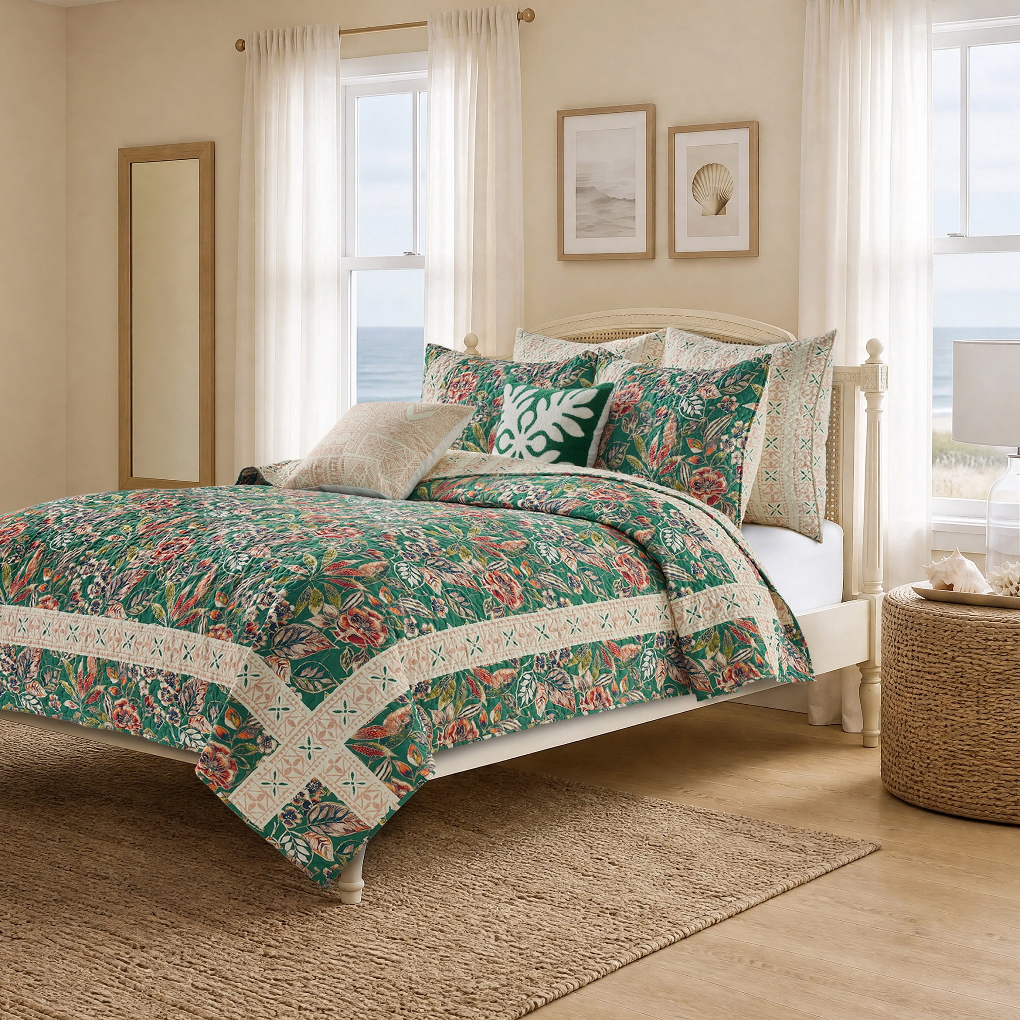 Greenland Home Fashions Kaia Polynesian Garden Tropical Quilt Set, 3-Piece King/Cal King, Adult