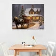 thumbnail image 2 of GOSMITH  Christmas Wall Art Red Covered Bridge and Horse Christmas Picture Fiber Optic Lights in a Canvas Print with a Winter Holiday Scene Farmhouse Style Xmas Décor, 2 of 4
