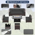 thumbnail image 6 of ASJMR 11 Pieces Wicker Patio Furniture Set With 43" Gas Fire Pit Table & 2 Swivel Chairs,Outdoor Rattan Sectional Sofa Conversation Set With Cushions & Tables,Gray, 6 of 10