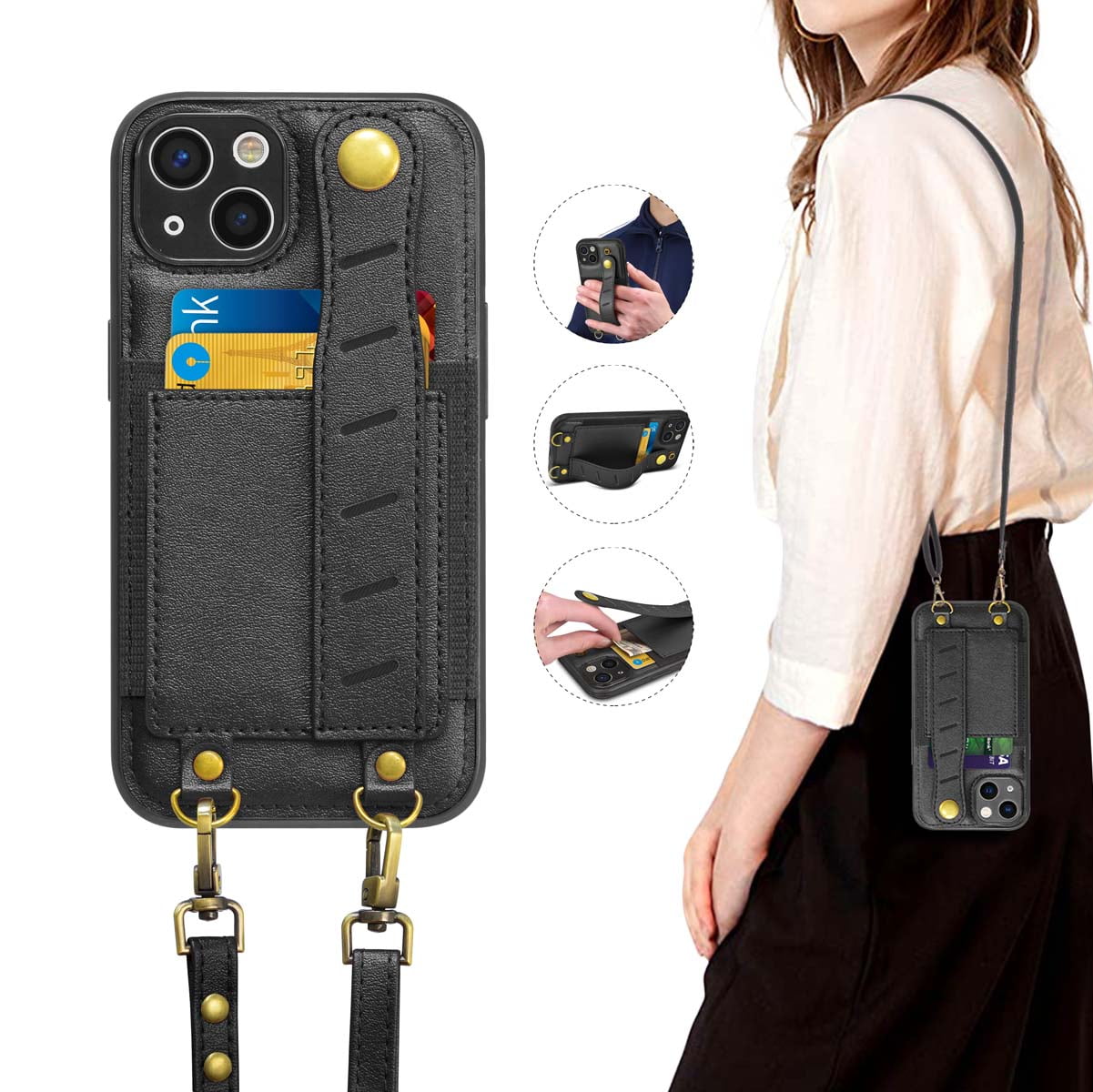 Wallet Case for iPhone 13 13 Pro 13 Pro Max, Njjex PU Leather Crossbag