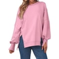 thumbnail image 2 of Womens Oversized Sweatshirts Hoodies Crewneck Shirts Fall Outfits Teen Girls Y2k Winter Clothes Pink L, 2 of 7