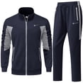 thumbnail image 7 of Handshe Men's Solid Color Tracksuit Set, Full-Zip Jacket with Pockets and Elastic Cuffs, Comfortable Sportswear for Gym and Daily Wear, 7 of 7