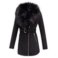 thumbnail image 4 of Giolshon Women's Faux Suede Leather Long Jacket Wonderfully Parka Coat with Faux Fur Collar, 4 of 6