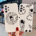 thumbnail image 3 of Samsung Funda A51 A71 A31 A52 A50 A32 A12 M12 A30S A50S Square Creative Astronaut Silicona Carcasa Cámara Protección Completa A Prueba De Golpes Pareja Cubierta, 3 of 4