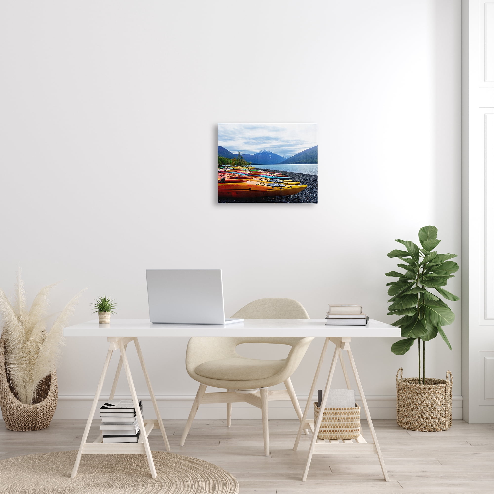 Stupell Industries Row of Kayaks Mountain Peak Lake Landscape, 16 x 20, Designed by Kali Wilson