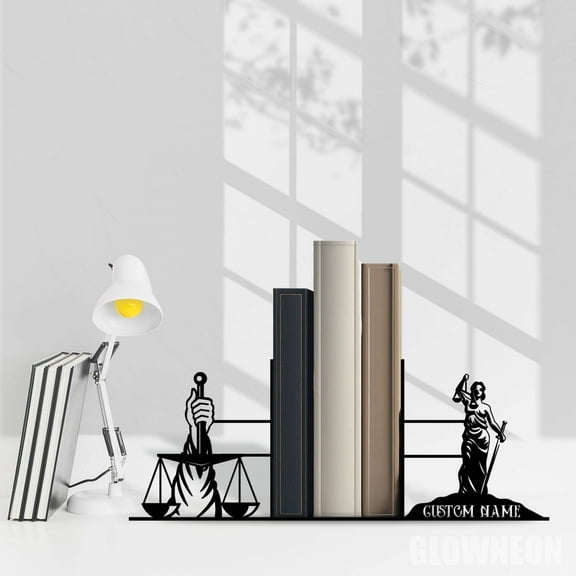 Glowneon Custom Lawyers Scale Of Justice Office Metal Bookends Decor
