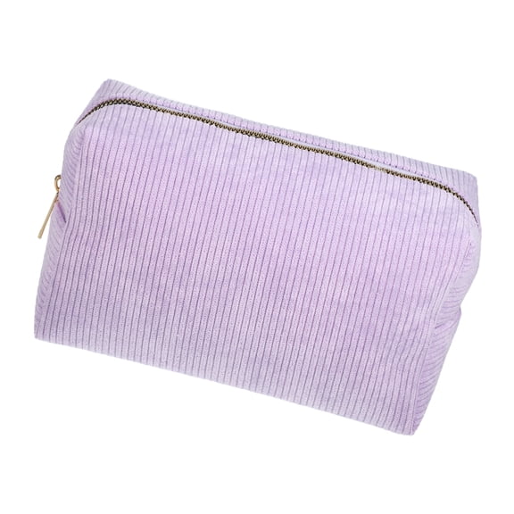 Vocoste Women Durable Solid Color Cosmetic Bag for Vacation Camping Gym Travel Purple Corduroy