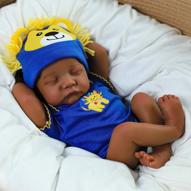 Muñeca Reborn CHAREX, realista, negra, 18 pulgadas, africana