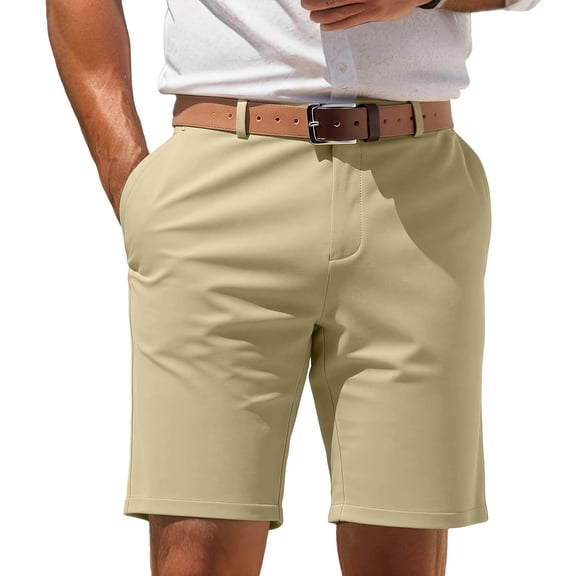Hurxie Mens Slim Fit Shorts Elastic Waist, Casual Golf Work Summer Beach Hiking Short with Pockets Yellow,M