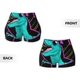 thumbnail image 3 of Sigee Rex Dinosaur With Sunglasses Print Women's High Waist Workout Shorts - Squat Proof, Tummy Control, Yoga and Gym Activewear-Small, 3 of 9