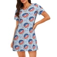thumbnail image 1 of Fotbe Donut with the USA Fag Bata de Dormir para Mujer con Estampado, Camisón de Algodón de Manga Corta, Ropa de Dormir Casual, 1 of 6
