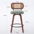 thumbnail image 6 of iooHug 26 Inch Counter Height Bar Stools Set of 2, Swivel Kitchen Island Chairs with Rattan Cane Back, Linen Upholstered Seat, Walnut Wood Legs, 6 of 9