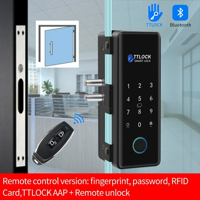 Bluetooth Unlock Control Smart Glass Door Lock Electronic Biometric Fingerprint Electric Password