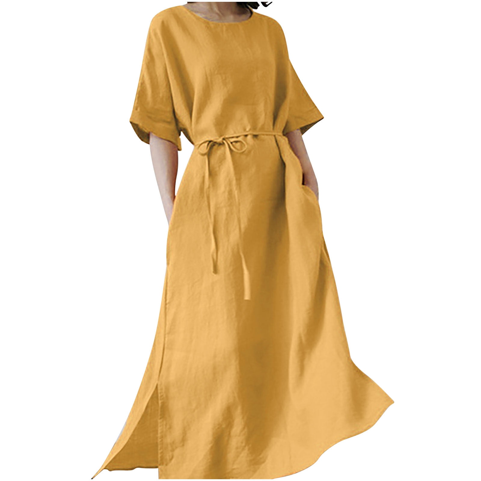 OVBMPZD Summer Dresses For Women 2023 Vintage Elegant Dress Round Neck ...