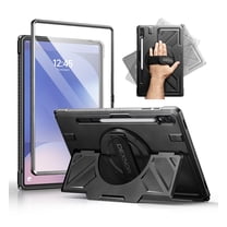 Dexnor for Samsung Galaxy Tab S8 ultra/S9 ultra/S10 ultra, Rugged Shockproof Protective Cover Full-Body Bumper Case with 360° Rotatable Hand Strap & Kickstand & Screen Protector & Pencil Holder