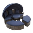 thumbnail image 3 of Miekor Furniture Kd Rattan Round Lounge With Canopy Bali Canopy Bed Outdoor, Wicker Outdoor Sofa Bed With Lift Coffee Table 89438, 3 of 12