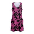 thumbnail image 7 of vigerkar Women's Summer U Neck Dress 2025 A-Line Floral Sleeveless Casual Sundresses with Pockets Hot Pink, XL, 7 of 7