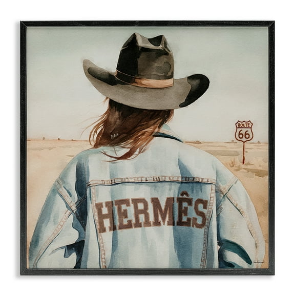 Stupell Industries Trendy Cowgirl in Desert People Painting Black Framed Art Print Wall Art, 12 x 12