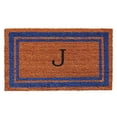 thumbnail image 1 of Calloway Mills 152971830J 18 x 30 in. Blue Border Monogram Rectangular Doormat, Natural - Letter J, 1 of 1