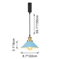 thumbnail image 4 of FSLiving Adjustable Height J Type Track Lighting Iron Blue Cone Lamp 5 Ft Vintage Stytle, Track Mount E26 Antique Brass Socket Vintage Style Pendant Light for Dinning Table Top Island, 4 of 9