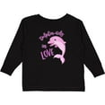 thumbnail image 3 of Inktastic Dolphin-itely in Love- cute pink dolphin Boys or Girls Long Sleeve Toddler T-Shirt, 3 of 5