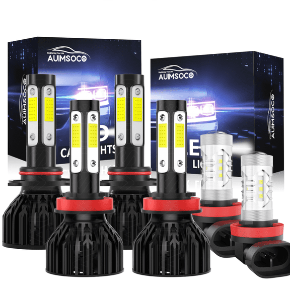 9005 H11 H11 Super White 4000LM LED Headlights Bulbs Combo Kits For Ford Escape 2018 2019 2020, 6Pcs 6000k High/Low Fog Light, Non-polarity, 50000 Hours Lifespan, Halogen Replacement