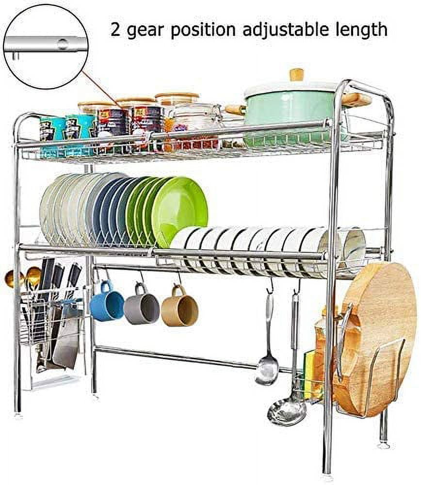 MERRYBOX 3 Tier Over The Sink Dish Drying Rack Sturdy Large Upgraded  Stainless Steel Dishes Drainer with Utensil Holder, 7 Baske - AliExpress