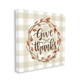 thumbnail image 3 of Give Thanks Neutral Plaid Autumn Leaves Wreath Inspirational Graphic Art Gallery-Wrapped Canvas Print Wall Art, 3 of 5