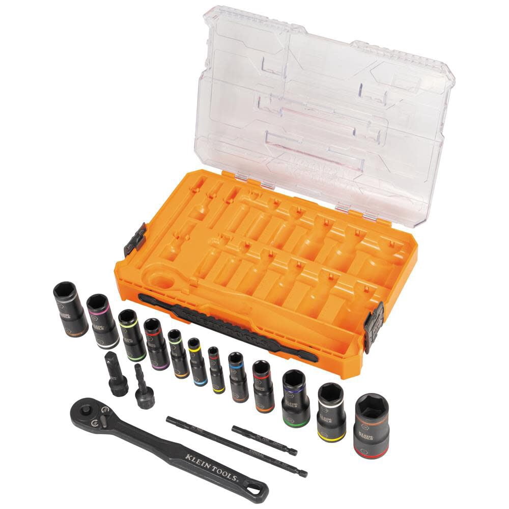 Klein Tools 65626 KNECT Flip-24 Deep-Well, Heavy-Duty Impact Socket Set