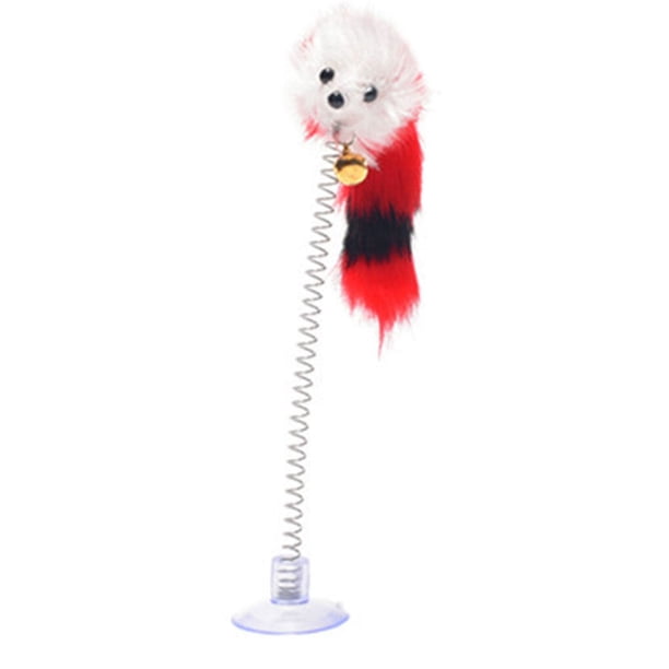 Methold Pluma mascota primavera ratón juguete portátil desmontable reutilizable reemplazo interactivo mascotas ventosa juguete Color Juguetes para gatos