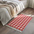 thumbnail image 4 of Bathroom Rug 2'x 3', Red White Plaid Woven Cotton Washable Rug with Tassels, Modern Farmhouse Buffalo Check Gingham Non Slip Front Door Mat for Entrance, Doorway, Hallway, Laundry Room, 4 of 9