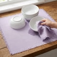 thumbnail image 7 of REGALWOVEN 2 Pack Cotton Linen Kitchen Towels, Solid Color Fringed Dish Towels, Soft Absorbent Hand Towels Light Purple 18" x 18", 7 of 7